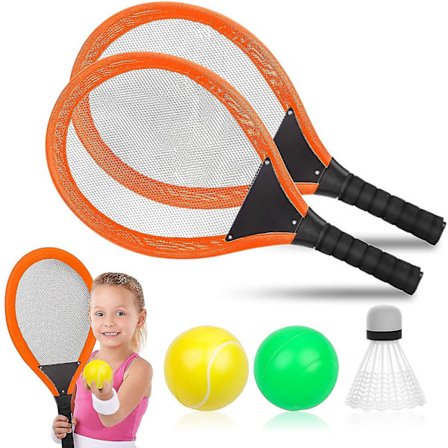 1 par børnetennis ketsæt inklusive gratis badminton havbold blød tennis kets tennis&badminton ketsæt