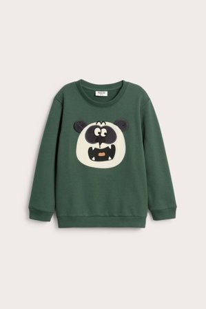 Kappahl | Sweatshirt med panda | Grønn