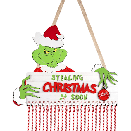 Julekalender i Træ - Slikpinde Julnedtælling Vægdekoration Julepynt til Børn Familie Venner Gave