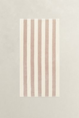 GANT - STRIPETE HÅNDKLÆDE 70X140 silver sand