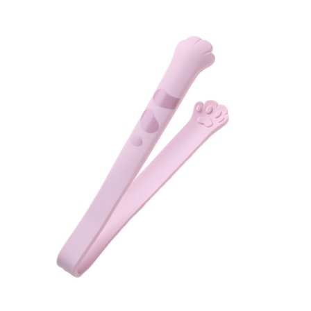 Silikon matlagingstenger Søte kattepoteformede tenger Kjøkkentenger for BBQ Grilling Sweets kakebaking, Kawaii kjøkkenutstyr (Rosa 24*4,7 cm)