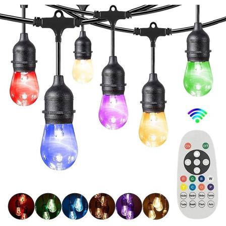 Globe String Lights 15m 15LEDs Udendørs RGB Farveskiftende