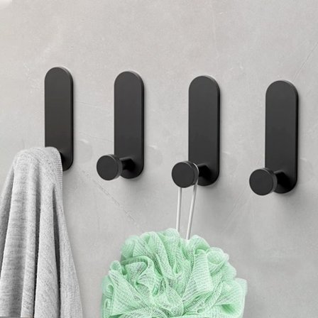 Klistremerke krok, 4 stykker aluminium baderom veggkroker uten boring