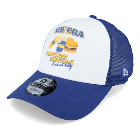 New Era - Blauw trucker Cap - American Mustard Food White/Royal Trucker @ Hatstore