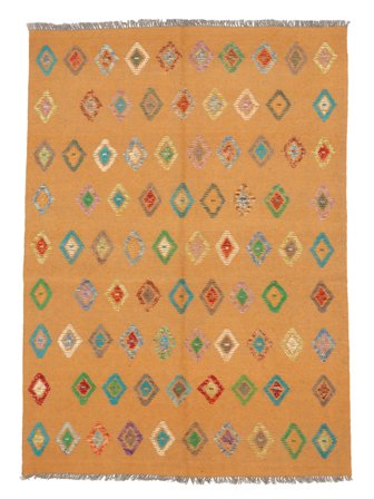 Hand Woven Kilim Nimbaft Rug 150X207 Wool Orange/Brown Small
