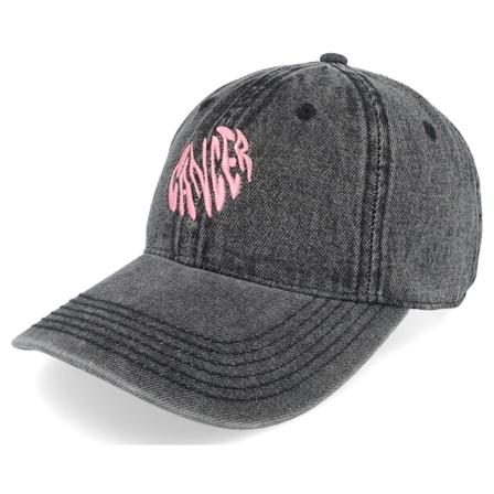 Delulu - Cancer Snow Washed Black Denim Dad Cap Unconstructed Black Cap - @ Hatstore