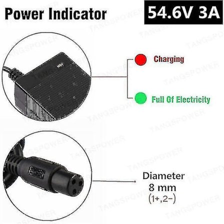 54,6v 3a litiumbatteriladdare Elcykelladdare Kompatibel 13s 48v Li-ion batteriladdare-b