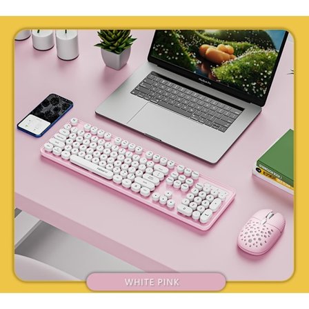 Retro Punk Gaming Tangentbord 2.4G Trådlöst USB Gaming Tangentbord och Mus Set