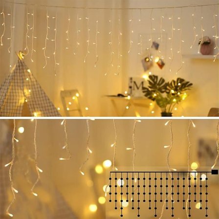 LED Istaplys 5M 96 LED Vinduesgardinlys Vandtætte Lys - Varm Hvid