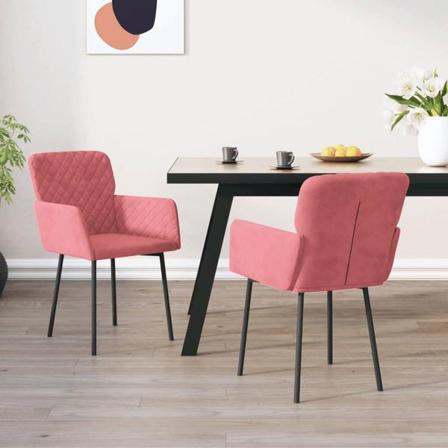 Vidaxl Matstolar 2 St Rosa Sammet Rosa