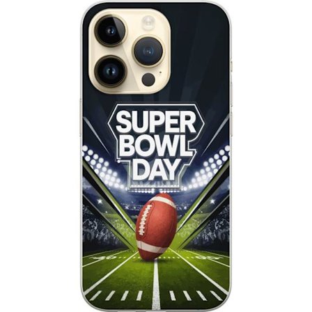 Yhteensopiva Puhelinkuori Apple iPhone 14 Pro Super Bowl Day juliste, jossa amerikkalainen jalkapallo valaistuksella varustetulla areenalla dramaattis