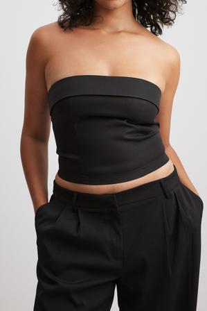 NA-KD Haut style corset à revers - Crop tops - Noir - EU 42
