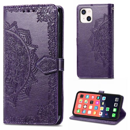Mandala iPhone 13 Mini læderetui - Lilla