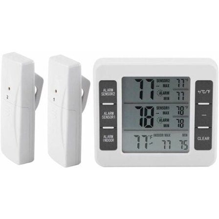 Kjøle- og fryseskapstermometer Digital alarm Lydalarm med trådløs sensor Min/Maks-display