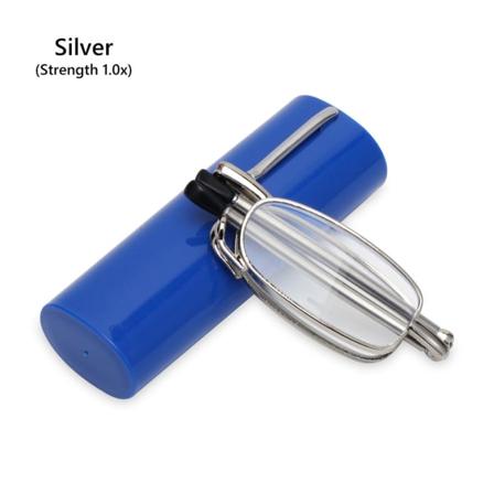 Mordely Fällbara läsglasögon med slangfodral CASE 1.0X silver Strength 1.0x