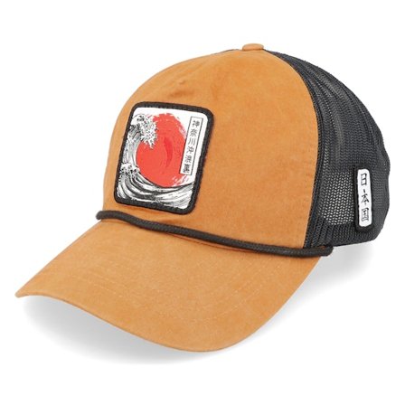 Yapan - Brown trucker Czapka Z Daszkiem - Great Wave 939 Bachelor Toast/Black/Black Trucker @ Hatstore
