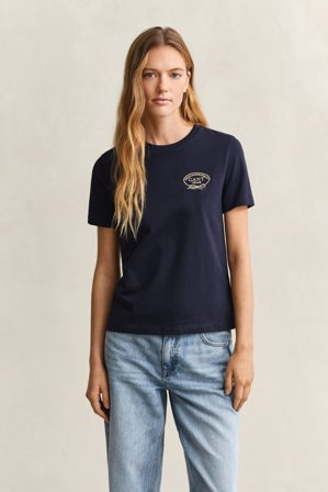 GANT Damen Rope Graphic T-Shirt (M) Marineblau