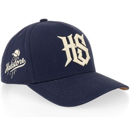 Hatstore - Blå adjustable Keps - Hs Monogram Navy Canvas High Crown A-frame Adjustable @ Hatstore