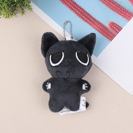 Plys Legetøj Sød Tegneserie Dyr Dukke Nøglering Styles Hund Kat Nøglering Taske Vedhæng(sort)