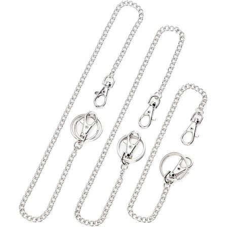 3 kpl ketjuvyösetti, taskuketju lompakkoketju hopeinen avaimenperä kahdella hummerin avaimenperällä ja kahdella avaimenperällä (25 cm, 45 cm, 60 cm)