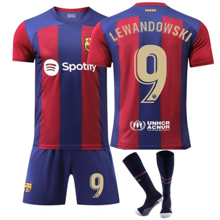 2324 Ny Barcelona fotbollströja nr 9 Lewanda Kit NO.9with socks S