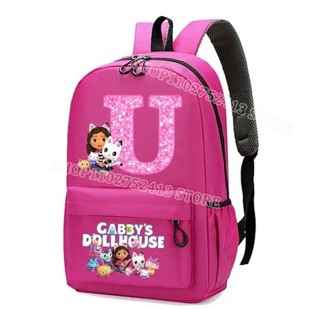 Gabby Dukkehus rygsæk Ny sød tegneserie personlighedsbreve Oxford stof rygsække Vandtæt Rose Rød Piger Bogtaske Børnegave