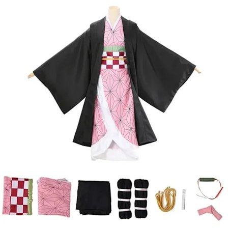 Demon Slayer Kamado Nezuko Cosplay Kostyme, Japansk Anime Karneval Party Uniform for Voksne, Halloween Kostyme