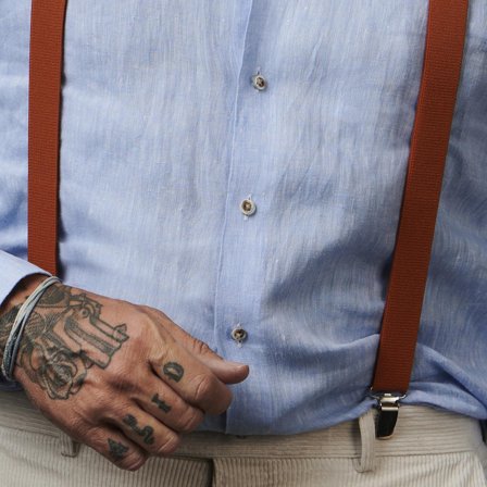 Bretele înguste maro pentru bărbați - Bretele cu clips