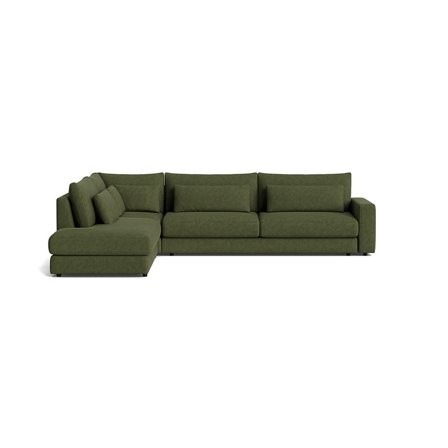 Sevilla Ecksofa, links, Aragon Grün, modernes Design, hochwertige Nozag-Federung für maximalen Komfort, L-Form Polstersofa, 85cm Höhe.