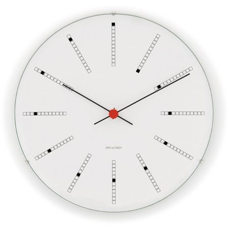 Arne jacobsen Bankers Veggklokke 29 cm' - 'Hvit, svart og rød