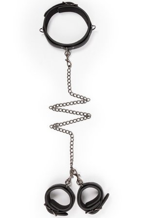 Easytoys Leather Collar With Handcuffs - Woome.pl