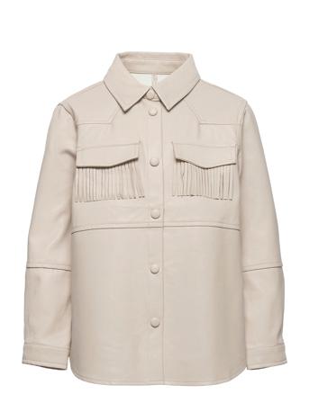 Konnanna L/S Fringe Pu Shirt Wvn Beige Kids Only