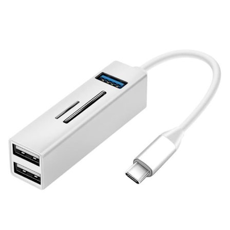 USB-C Hub 5 i 1 - AVIZAR - Silver - 3x USB-portar - SD/micro-SD-kortläsare - OTG