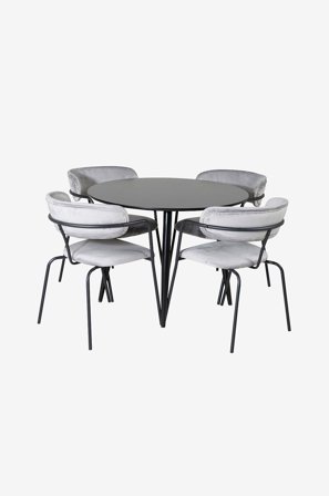 Venture Home - Matbordsset Plaza med 4 stolar Arrow - Svart - Matgrupper - Från Homeroom