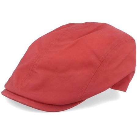 MJM Hats - Röd flatcap Keps - Daffy-3 Wax Cotton W.P Red Flat Cap @ Hatstore