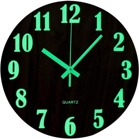 30 cm Självlysande Väggklocka Tyst Trädesign Nattlampa Rund Väggklocka Vardagsrum Sovrum