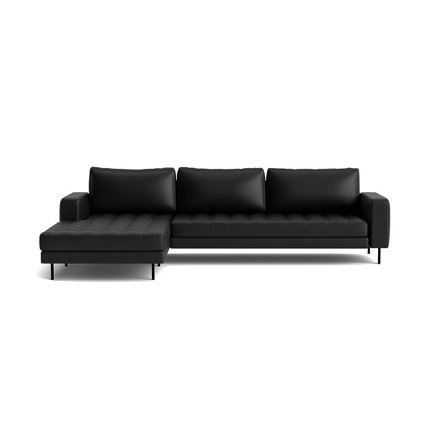 Rouge XL chaiselong sofa, venstrevendt - Cleo Sort Nero - 310x185x89cm - Blød Medium komfort, vendbare ryghynder & pulverlakerede ben - Chaiselong 