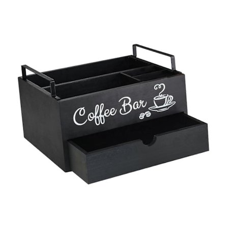 Kaffestation Organizer til Bordplade Opbevaringskurv, 2-lags Rustik Kaffebar Indretning Træ Kaffekapselholder til Kontor Cafe