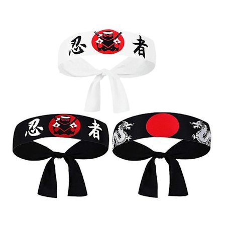 3 kpl Japanilainen Sushi Kokki Hachimaki Karate Pääpanta Ruoanlaittoon Urheiluun ja Pukuun Lohikäärme Perinteinen Japanilainen Keittiöpäähine