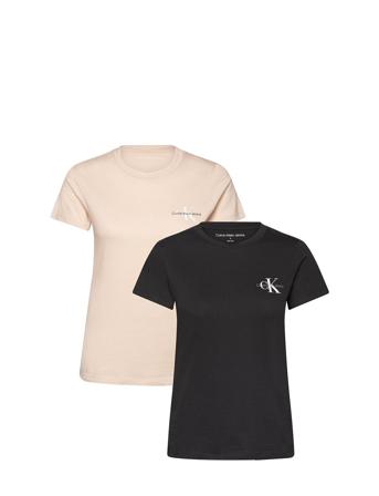 2-Pack Monologo Slim Tee T-shirts & Tops Short-sleeved Svart Calvin Klein Jeans*Betinget Tilbud