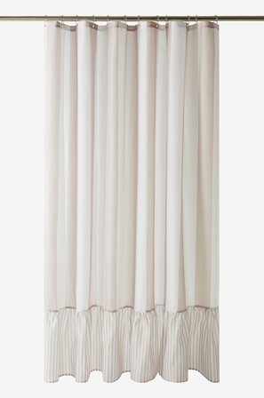 Jotex - Dusjforheng Med Volangen Lys beige/hvit - ANDREA - Kjøp Dusjforheng hos Jotex