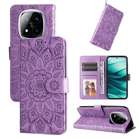 Redmi Note 14 Pro 5G / Note 14 Pro+ 5G - Prägad Solros Läderfodral