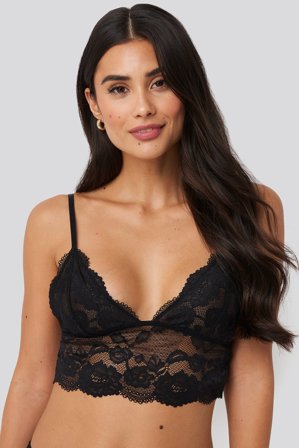 NA-KD Lingerie Romantic Wide Lace Bralette - BHs - Schwarz - Small
