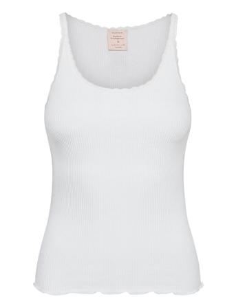 Cotton Top Regular W/ Lace Top Ærmeløs Top Hvid Barbara Kristoffersen By Rosemunde