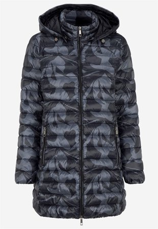 Cellbes of Sweden - Quiltet, mønstret letvægtsjakke i sort / mønstret til damer i størrelse 58/60