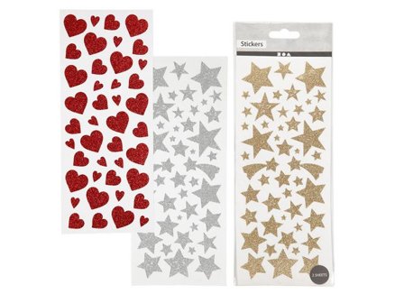 Glitterstickers hjärtan stjärnor 6/fp - Lyreco - Skola och förskola - Hobbymaterial - Bokmärken och stickers