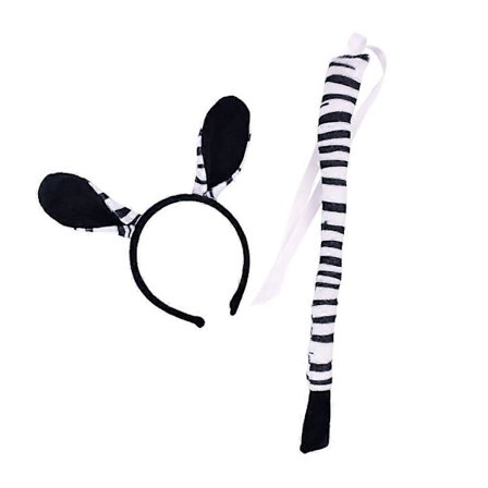 Zebra Giraff Ører Pannebånd Hale Sett Dyre Karneval Kostyme Kit for Cosplay (FMY)