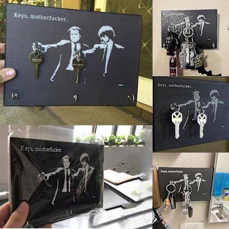 Tre Hengende Nøkkelkrok, Pulp Fiction Nøkkelholder, Kreativ Vegghengt 2/5 Kroker