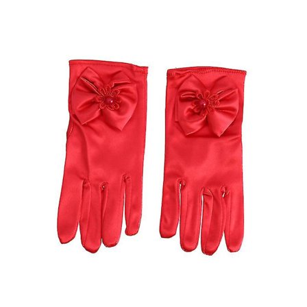 Flickors Underbara Satin Festliga Handskar För Särskilt Tillfälle Klänning Formell Bröllop Pageant Fest (röd)