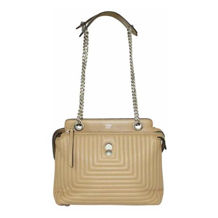 Fendi Vintage, Pre-owned Quilted Dotcom Shoulder Bag Beige, Dames, Maat:ONE Size,leer